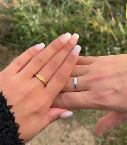 Bague Lyra - Acier inoxydable, Plaqué Or 18k - Gravure offerte