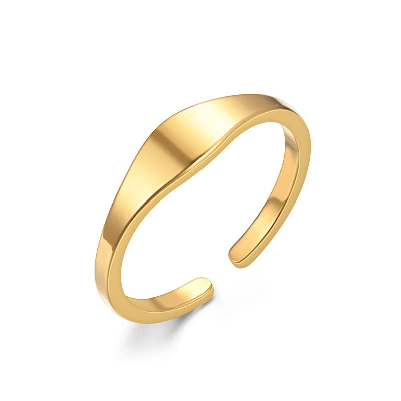 Bague Lyra - Acier inoxydable, Plaqué Or 18k - Gravure offerte